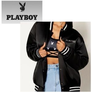 PLAYBOY Rhinestone Embellished Varsity Jacket. Size Large. New with Tag!